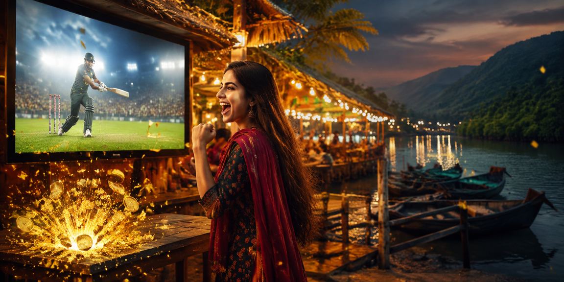 সুন্দরবনের পটভূমিতে ক্রিকেট বেটিং নাইট মার্কেট দৃশ্য